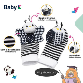 BABY Foot Finder Socks & Wrist Rattles - Newborn Toys for Baby