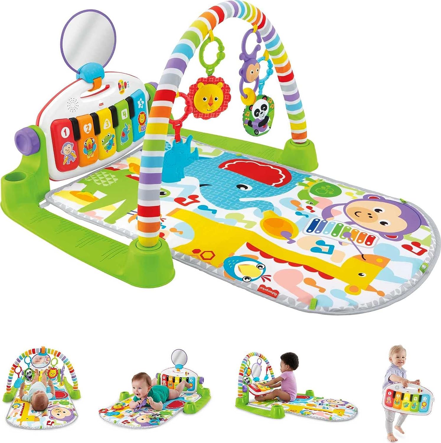 Fisher Price Baby Playmat Deluxe Kick & Play Piano Gym & Maracas with Smart Stages Learning Content