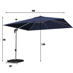 10 Ft Square Offset Patio Cantilever Umbrella with 360 Degree Tilt