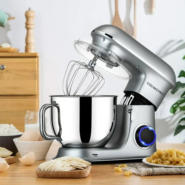 uhomepro 7.5 QT Stand Mixer for Kitchen, 6+0+P-Speed Tilt-Head 660W Dough Mixer, Home Commercial Mixing Electric Kitchen Cake Mixer W/ Dough Hook, Beater, Egg Whisk, Spatula, Dishwasher Safe