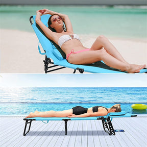 Folding Beach Lounge Chair Adjustable Reclining Chair Camping Chair Bed