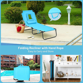 Folding Beach Lounge Chair Adjustable Reclining Chair Camping Chair Bed