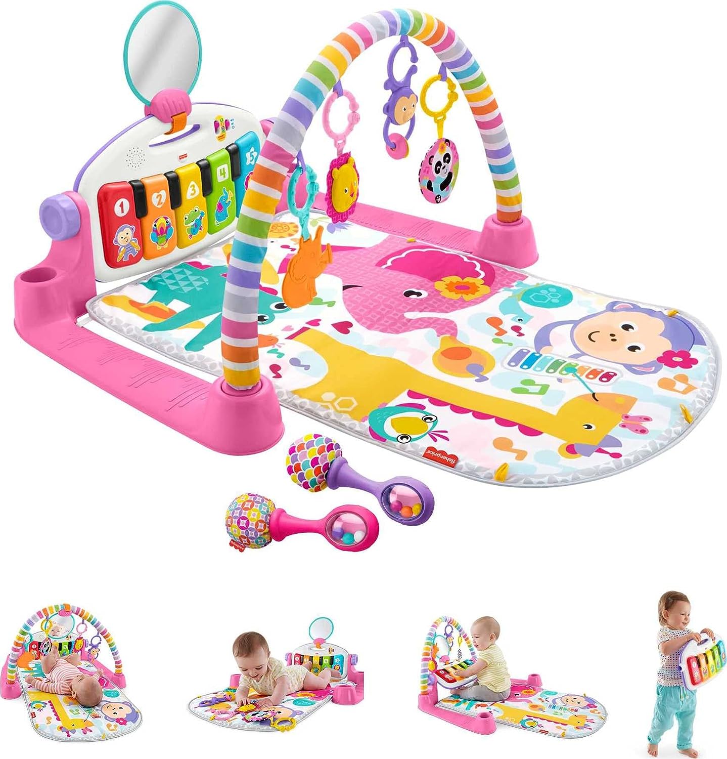 Fisher Price Baby Playmat Deluxe Kick & Play Piano Gym & Maracas with Smart Stages Learning Content