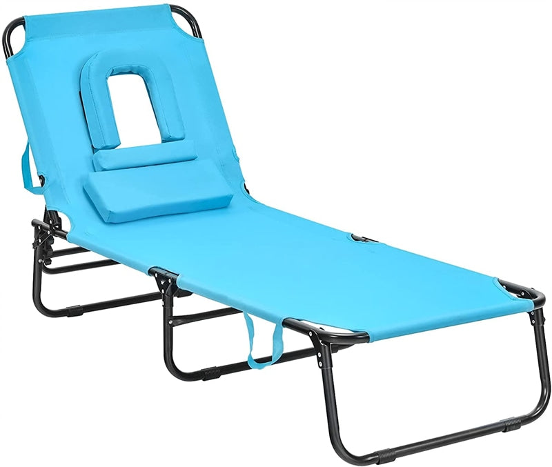 Folding Beach Lounge Chair Adjustable Reclining Chair Camping Chair Bed