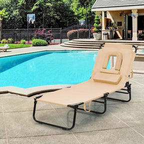 Folding Beach Lounge Chair Adjustable Reclining Chair Camping Chair Bed