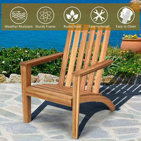 Outdoor Patio Acacia Wood Adirondack Lounge Chair