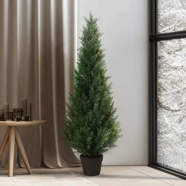 4FT Faux Cedar Tree with UV Resistant Coating(Buy 2 Get Free Tall Rectangular Planter)