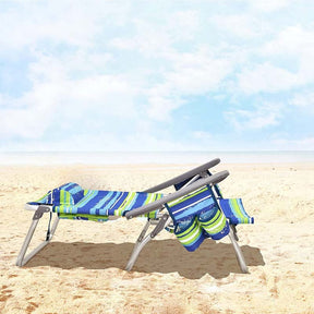 2 Pcs Folding Backpack Beach Chairs 5-Position Adjustable Outdoor Camping Chairs with Cooler Bag & Cup Holder