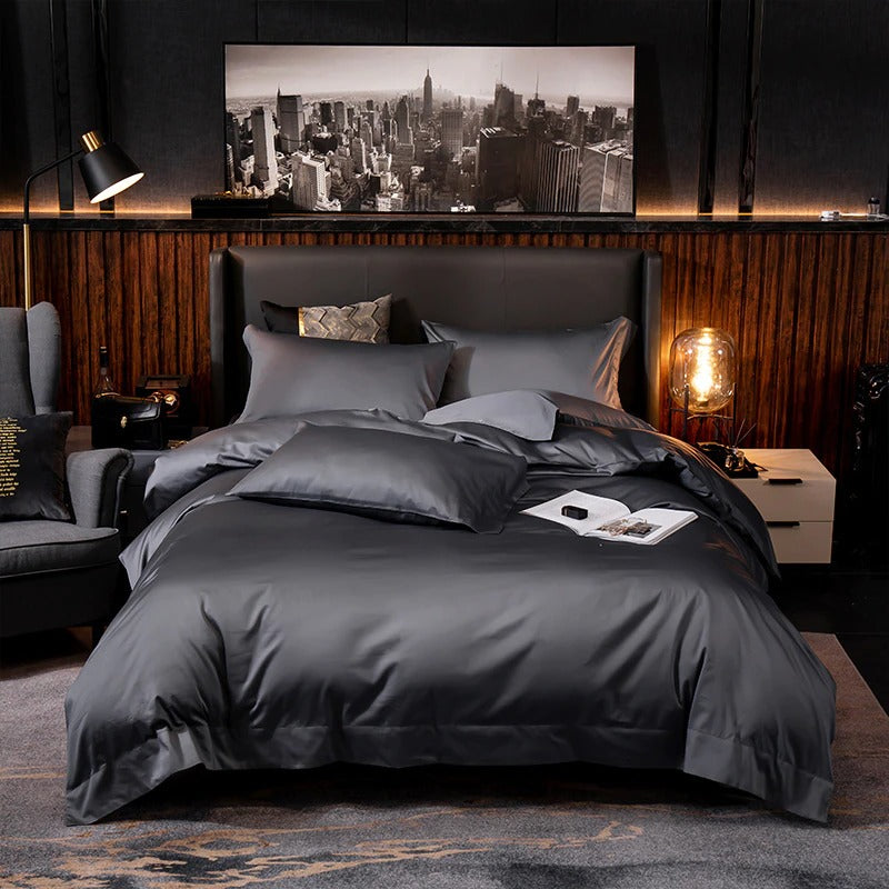 Deep Grey Silky Soft Egyptian Cotton Bedding Set