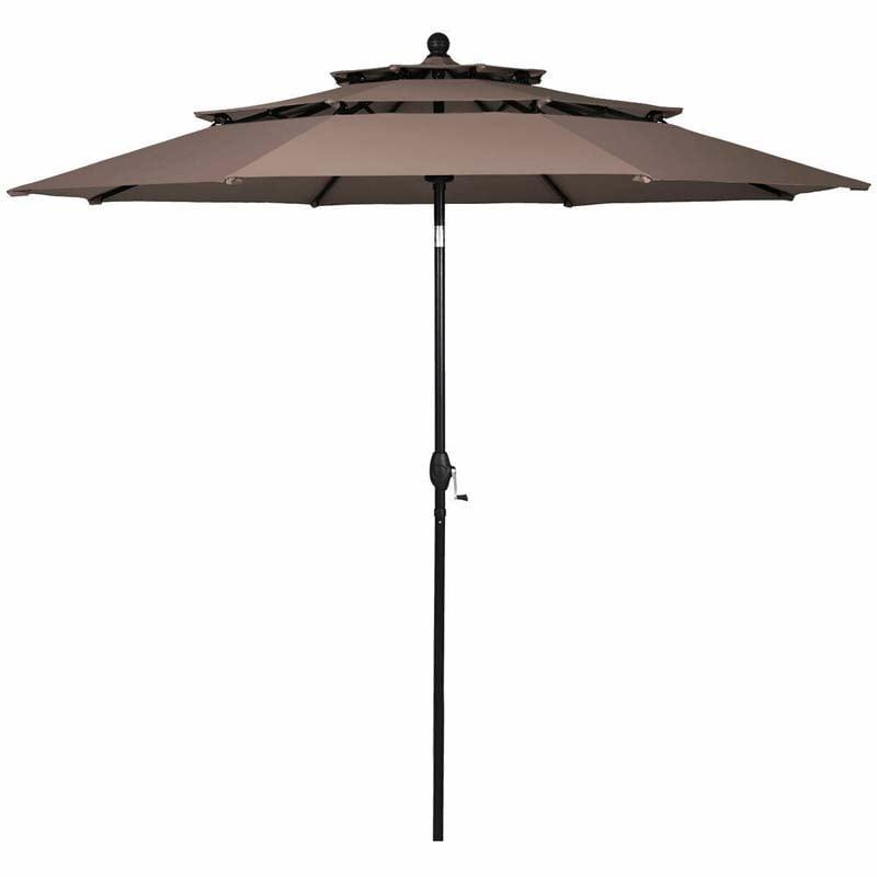 10ft 3 Tier Auto-tilt Patio Market Umbrella with Double Vented