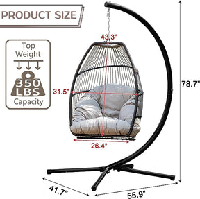 Egg Chair Hammock Chair Basket Chair Hanging Swing Chair UV Resistant Cushion with Stand for Indoor Bedroom Outdoor Garden Backyard