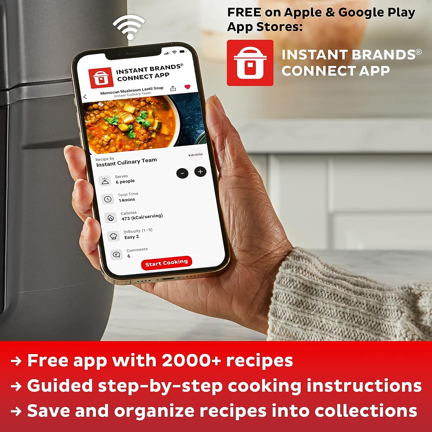 Instant Vortex Plus 10-Quart Air Fryer, From the Makers of Instant Pot, 7-in-1 Functions, with EvenCrisp Technology, App with over 100 Recipes, Stainless Steel