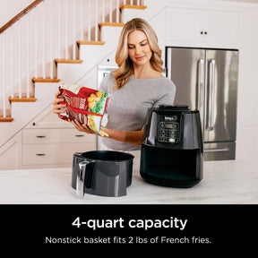 Ninja AF101 Air Fryer that Crisps, Roasts, Reheats, & Dehydrates, for Quick, Easy Meals, 4 Quart Capacity, & High Gloss Finish, Grey