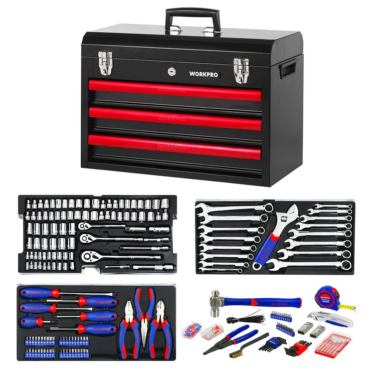 LL-Mechanic Tool Set with 3 Drawer Heavy Duty Metal Box