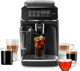 Philips 3200 Series Fully Automatic Espresso Machine - LatteGo Milk Frother & Iced Coffee, 5 Coffee Varieties, Intuitive Touch Display, Black, (EP3241/74)