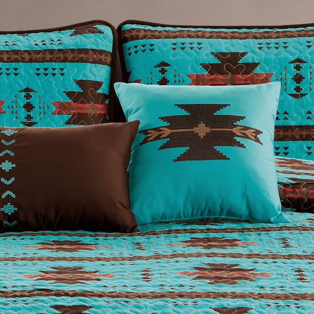 Rustic Southwestern Turquoise  Quilt Coverlet - 5 Piece Set