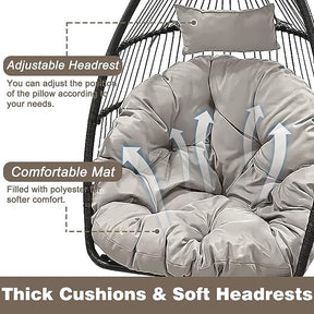 Egg Chair Hammock Chair Basket Chair Hanging Swing Chair UV Resistant Cushion with Stand for Indoor Bedroom Outdoor Garden Backyard