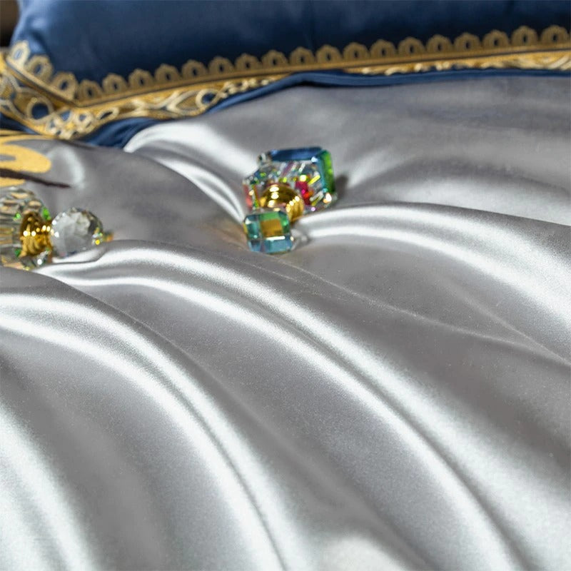 Embroidered Satin Duvet Cover Set