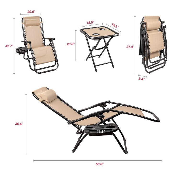 Gavyn Reclining/Folding Zero Gravity Chair with Cushion