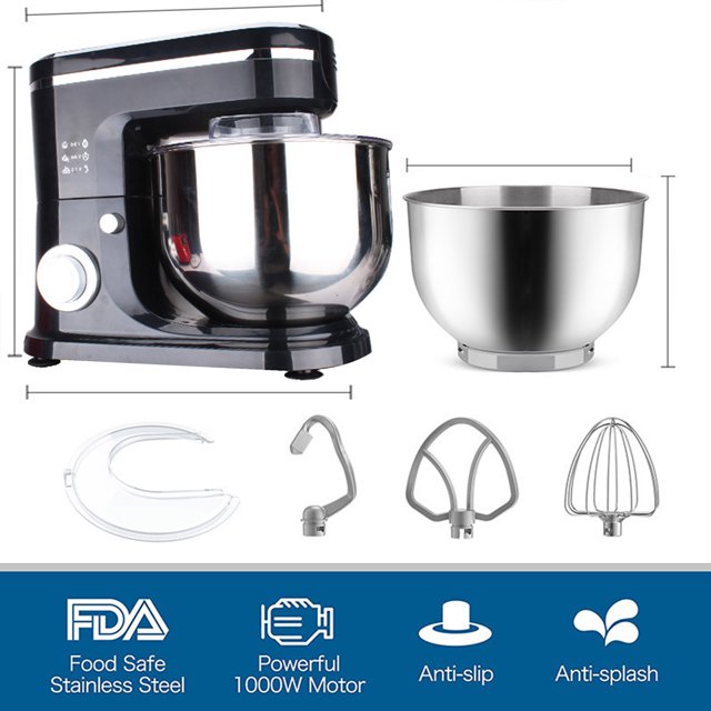 HKEEY Stand Mixer，5.5 Quart Stainless Steel Bowl, Food Mixer, Kitchen Electric Mixer with Dough Hook, Wire Whip & Beater