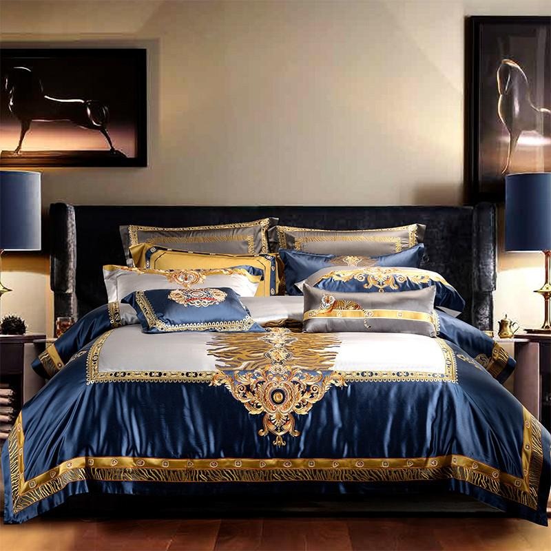 Embroidered Satin Duvet Cover Set