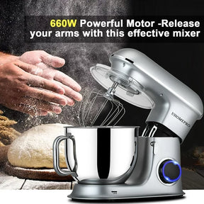 uhomepro 7.5 QT Stand Mixer for Kitchen, 6+0+P-Speed Tilt-Head 660W Dough Mixer, Home Commercial Mixing Electric Kitchen Cake Mixer W/ Dough Hook, Beater, Egg Whisk, Spatula, Dishwasher Safe