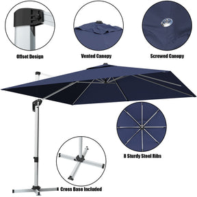 10 Ft Square Offset Patio Cantilever Umbrella with 360 Degree Tilt