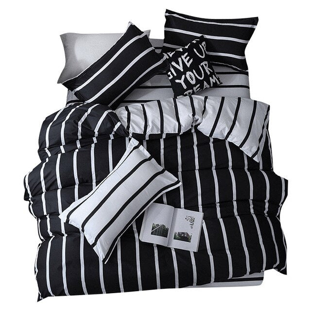 Monochromatic Stripes Duvet Bedding Set King Size