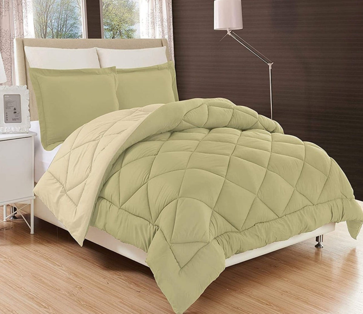 All Season Comforter Medium Weight Super Soft Down Alternative Reversible 3-Piece Comforter Set