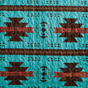 Rustic Southwestern Turquoise  Quilt Coverlet - 5 Piece Set