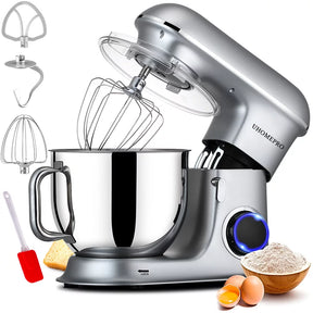 uhomepro 7.5 QT Stand Mixer for Kitchen, 6+0+P-Speed Tilt-Head 660W Dough Mixer, Home Commercial Mixing Electric Kitchen Cake Mixer W/ Dough Hook, Beater, Egg Whisk, Spatula, Dishwasher Safe