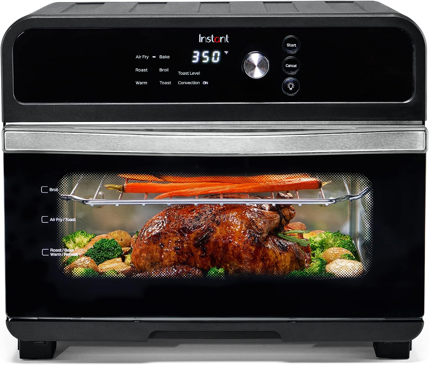 Instant Omni Air Fryer Toaster Oven Combo 19 QT/18L, From the Makers of Instant Pot, 7-in-1 Functions, Fits a 12" Pizza Oven, 6 Slices of Bread, App with Over 100 Recipes, Black Finish