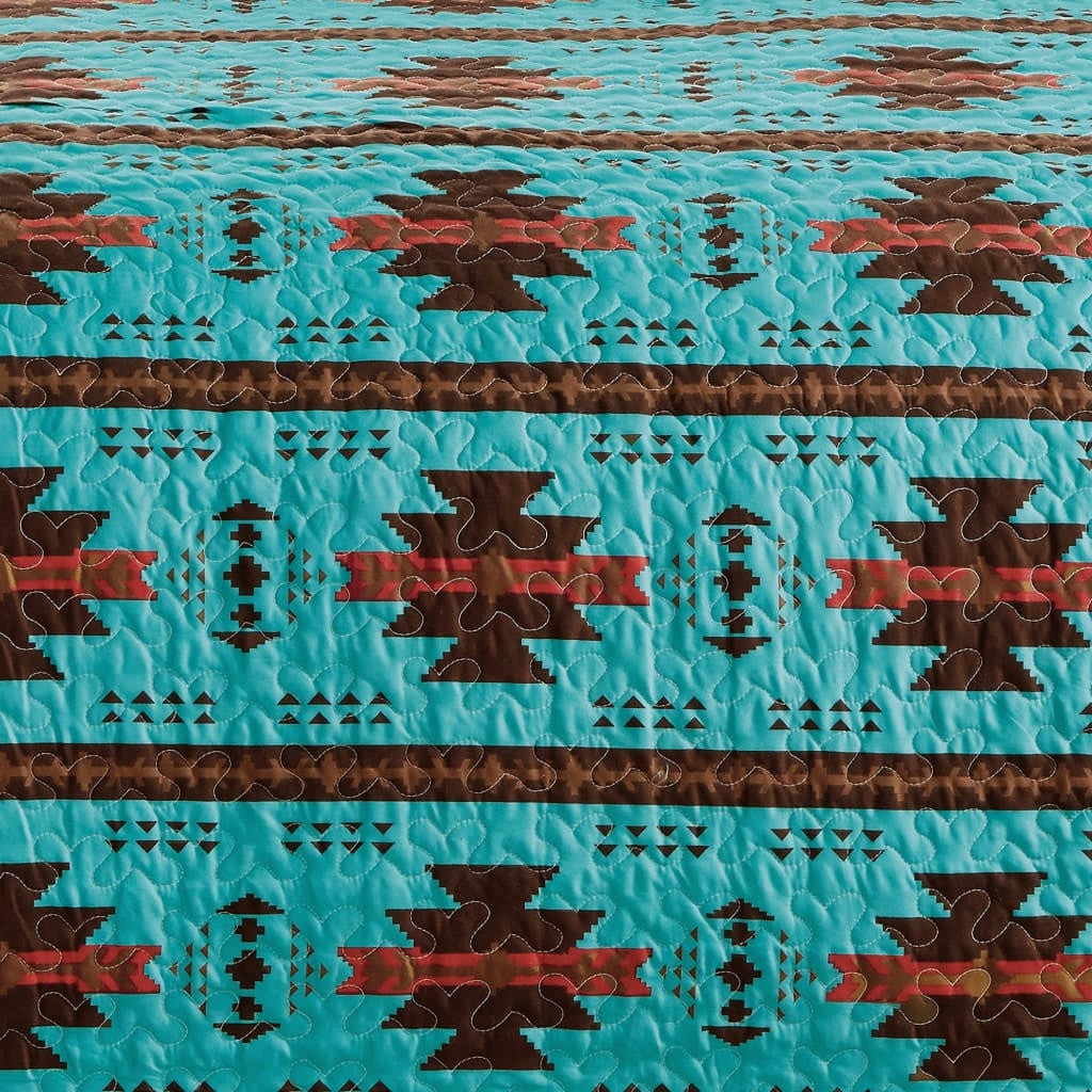 Rustic Southwestern Turquoise  Quilt Coverlet - 5 Piece Set