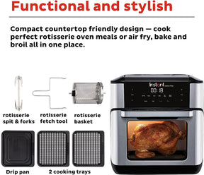 Instant Vortex Plus 10-Quart Air Fryer, From the Makers of Instant Pot, 7-in-1 Functions, with EvenCrisp Technology, App with over 100 Recipes, Stainless Steel