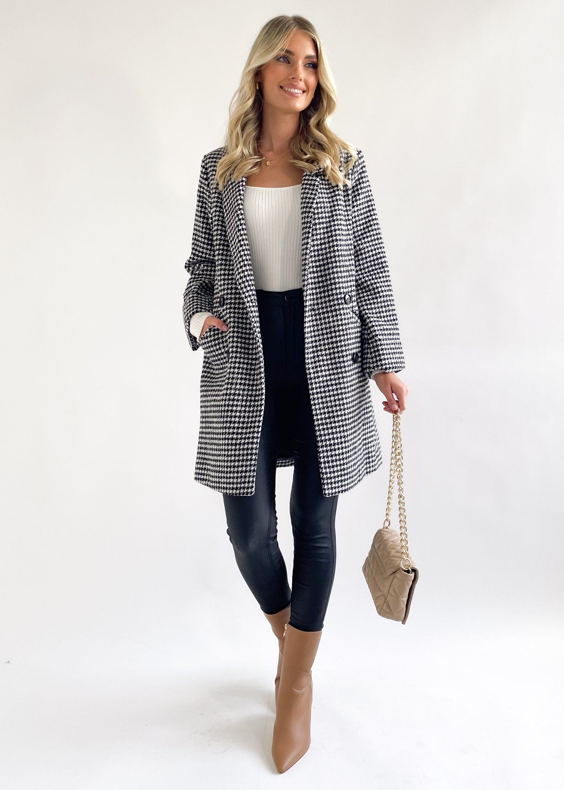 Leyla Coat - Houndstooth