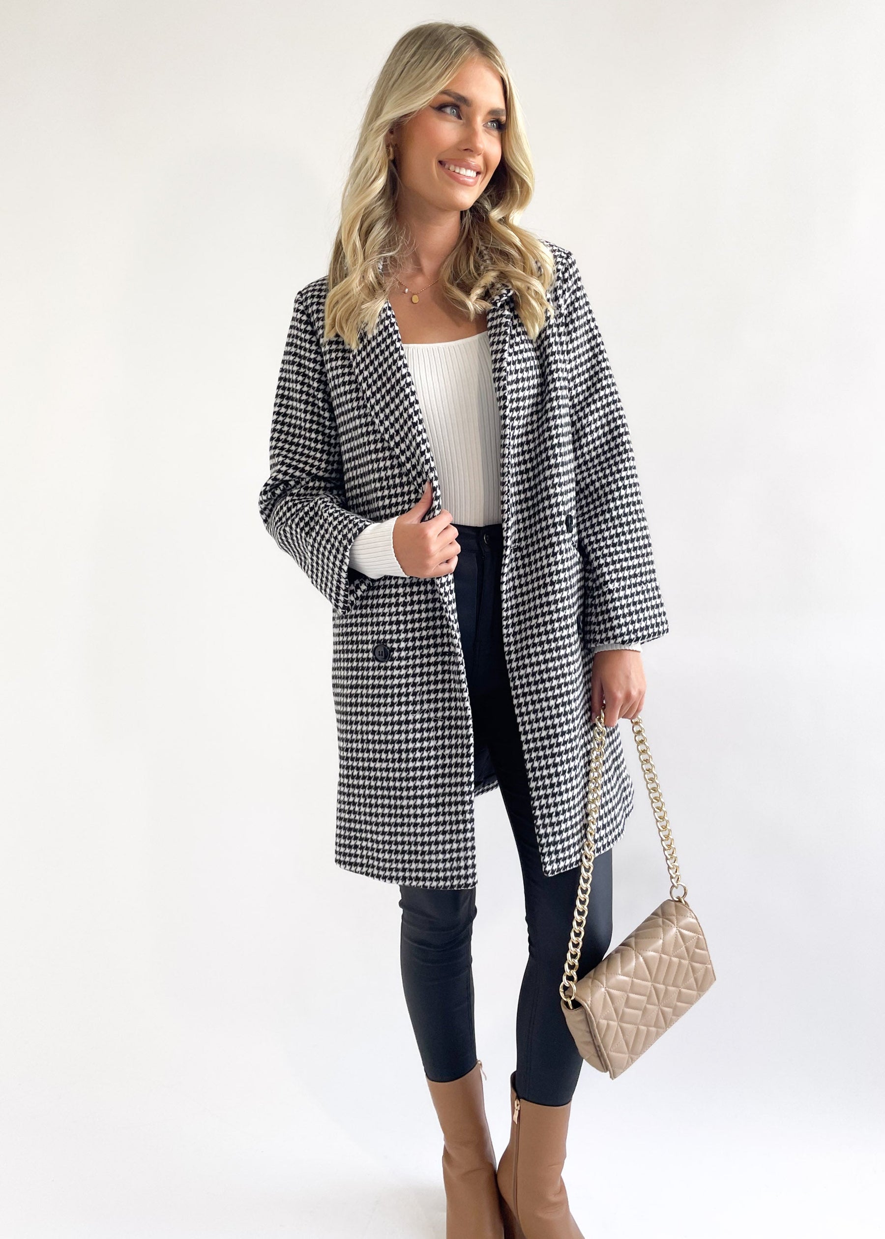 Leyla Coat - Houndstooth