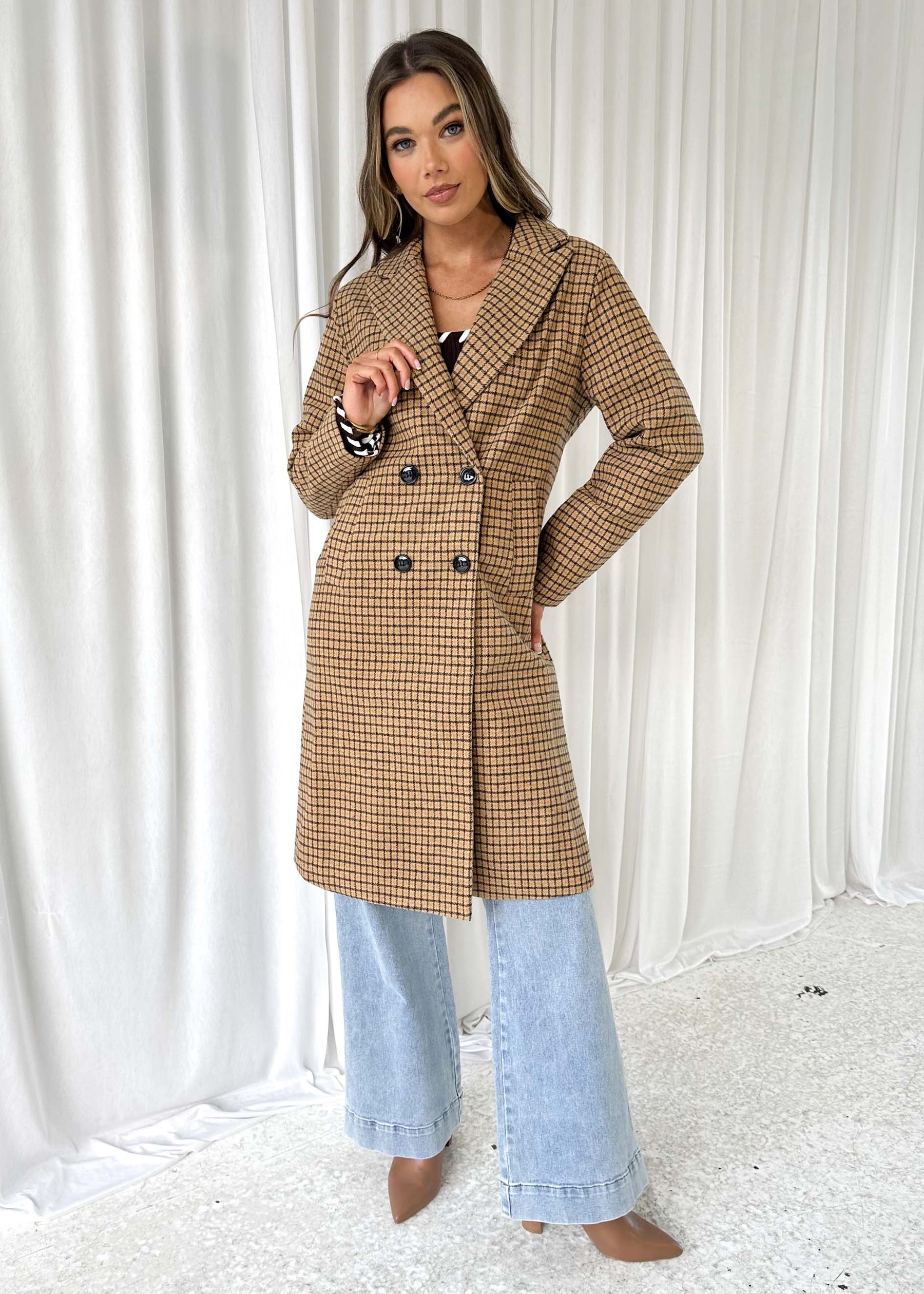 Tommie Coat - Tan Check