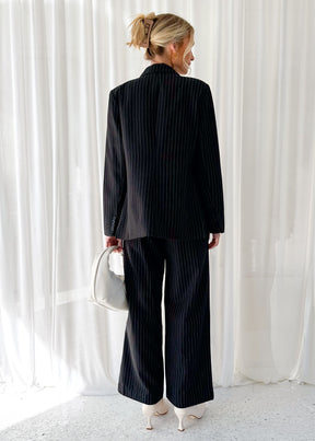 Corra Blazer - Black Pinstripe