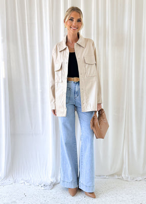 Elainne PU Jacket - Beige