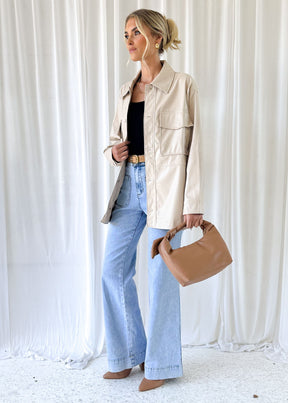 Elainne PU Jacket - Beige