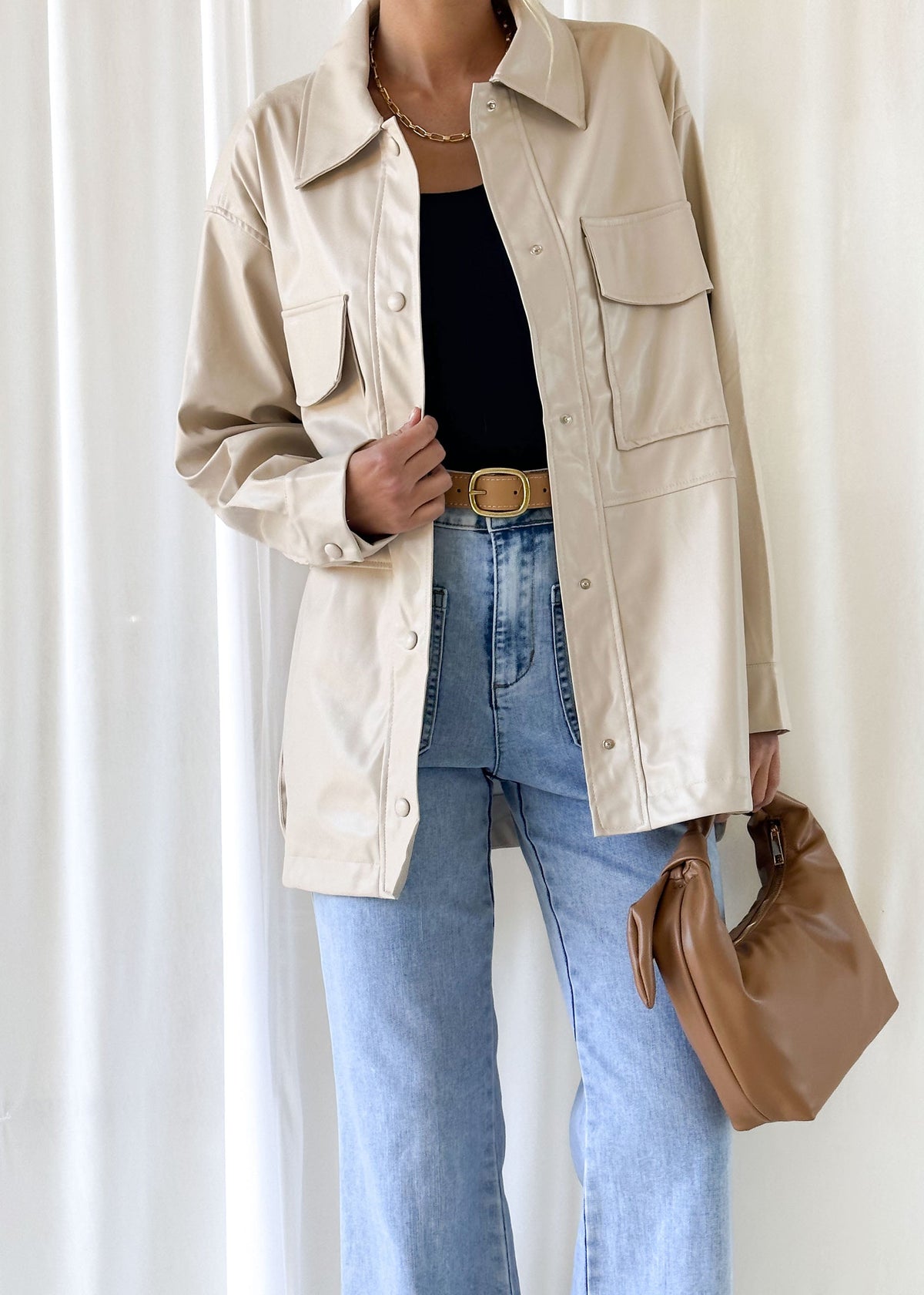 Elainne PU Jacket - Beige