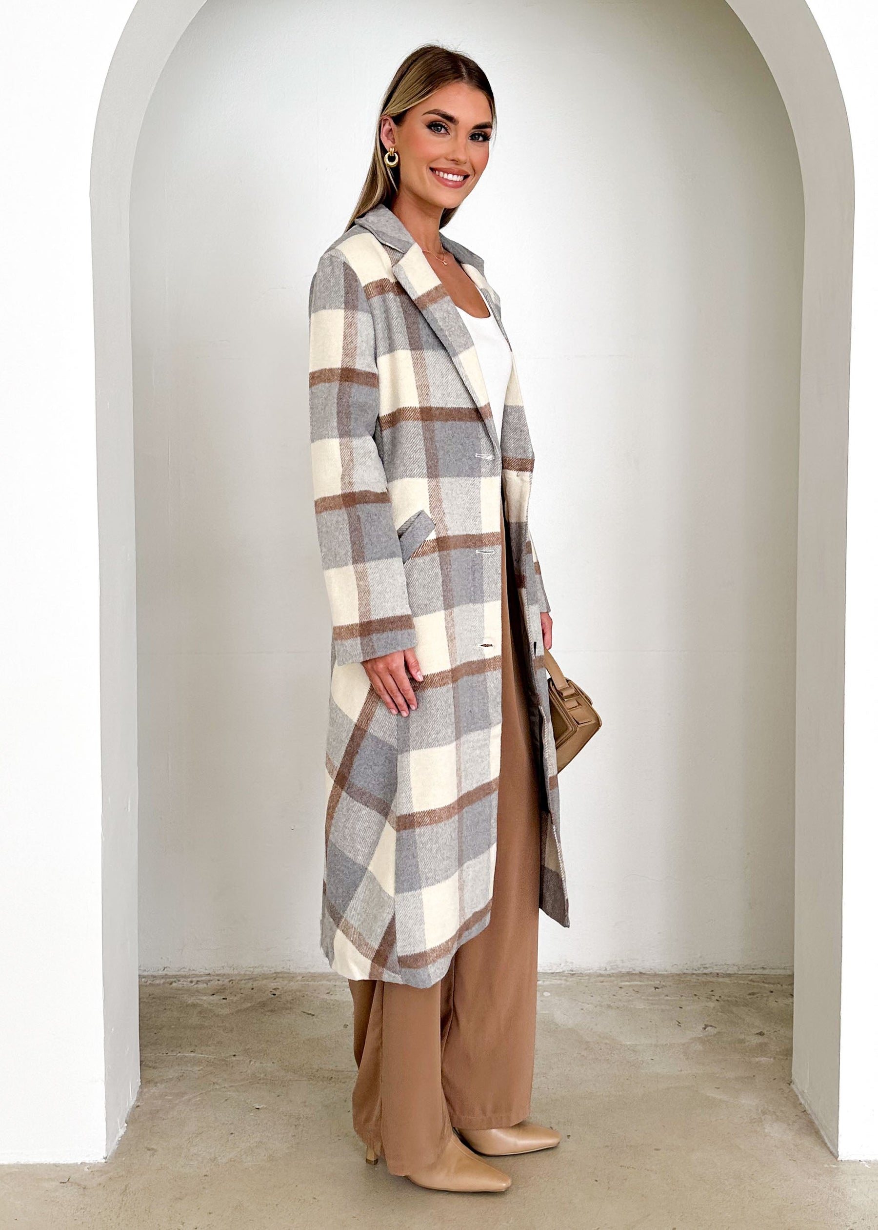 Angelique Coat - Grey Check