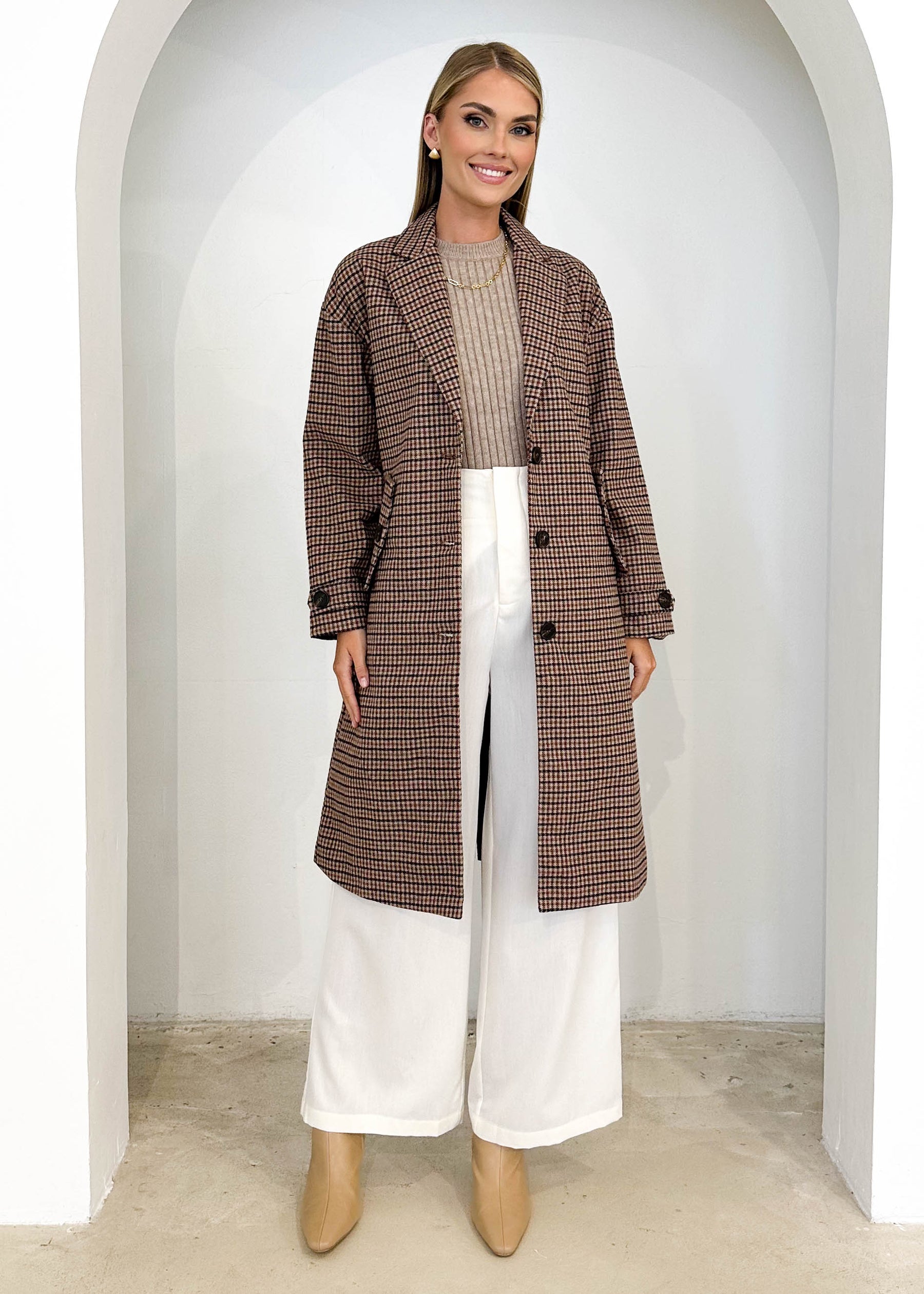 Havene Coat - Brown Check