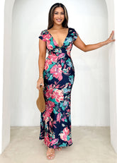 Berrina Maxi Dress - Navy Floral