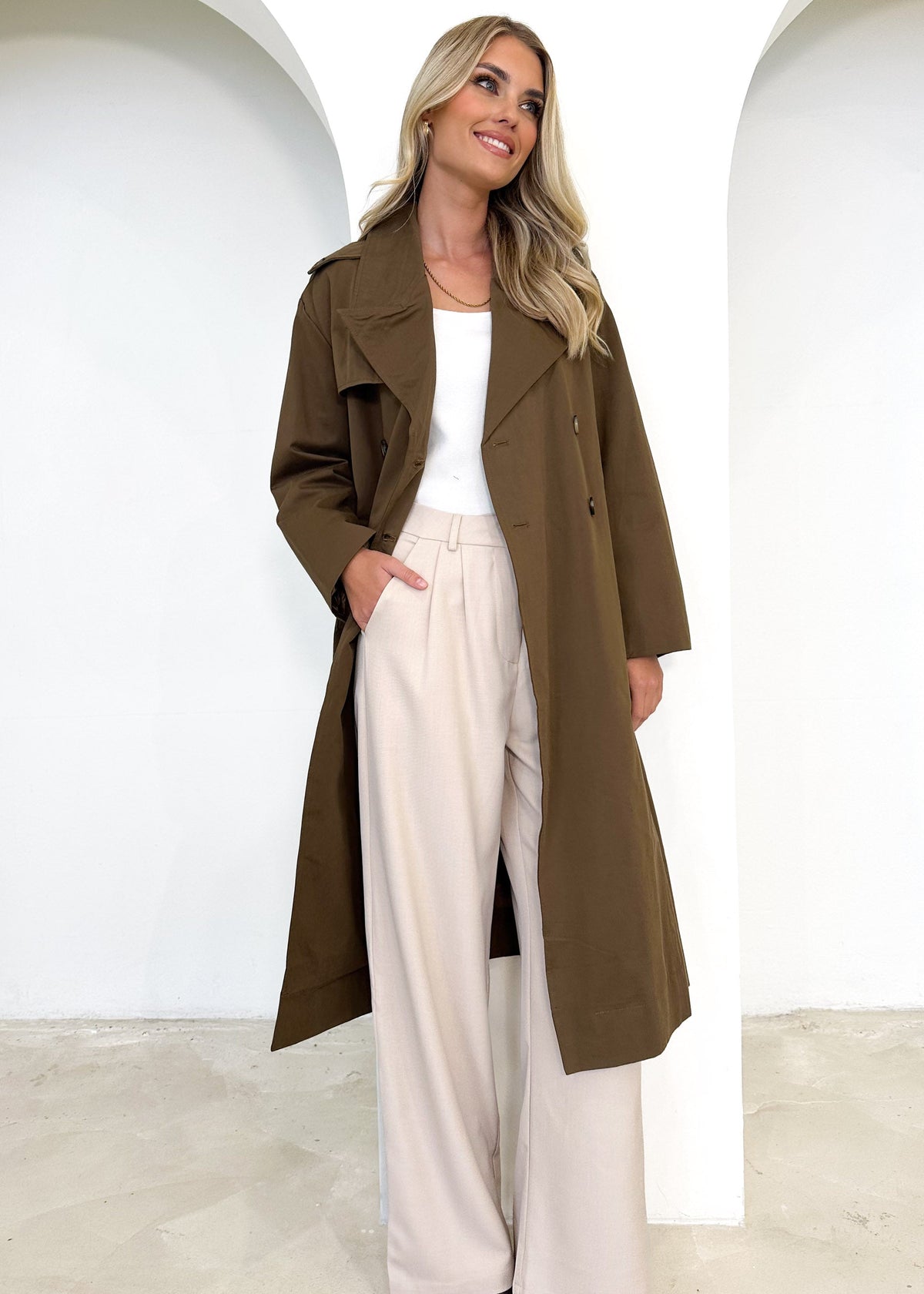 Lexxia Trench Coat - Dark Khaki