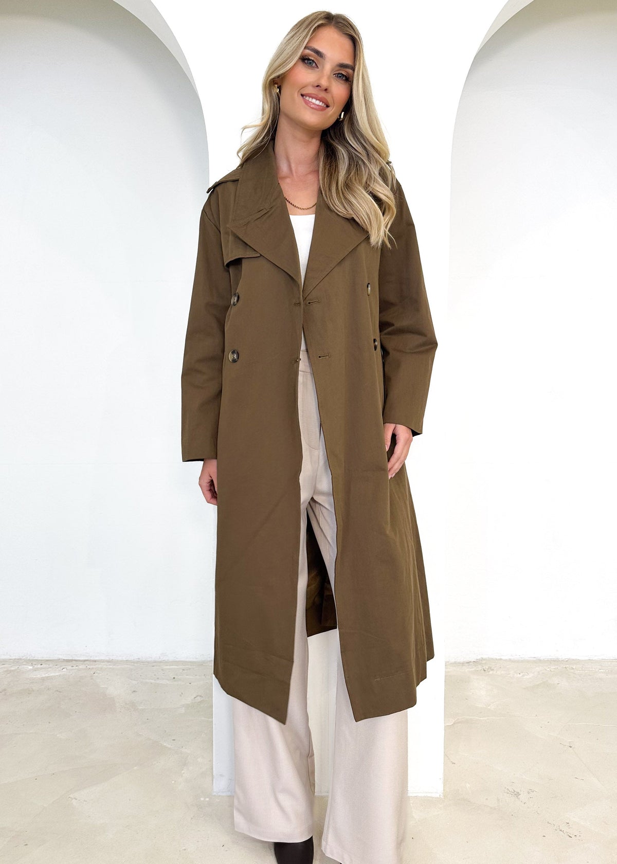 Lexxia Trench Coat - Dark Khaki