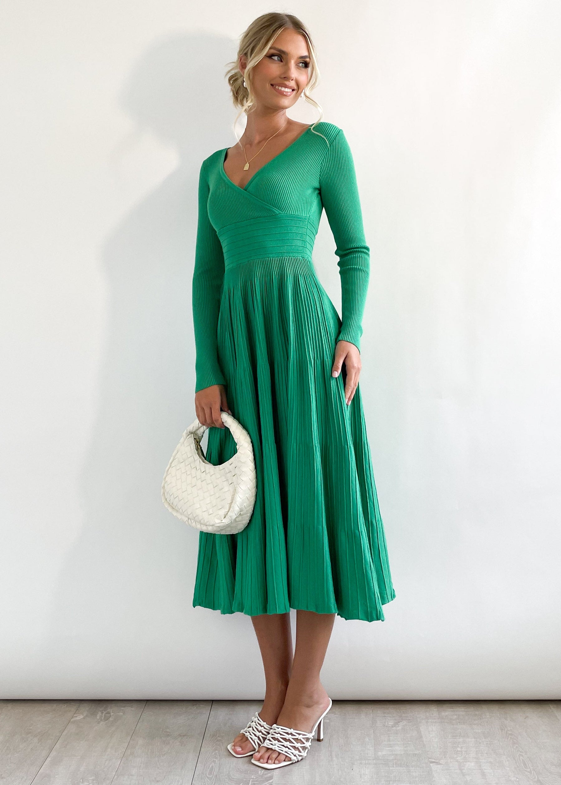 Alise Knit Midi Dress - Green