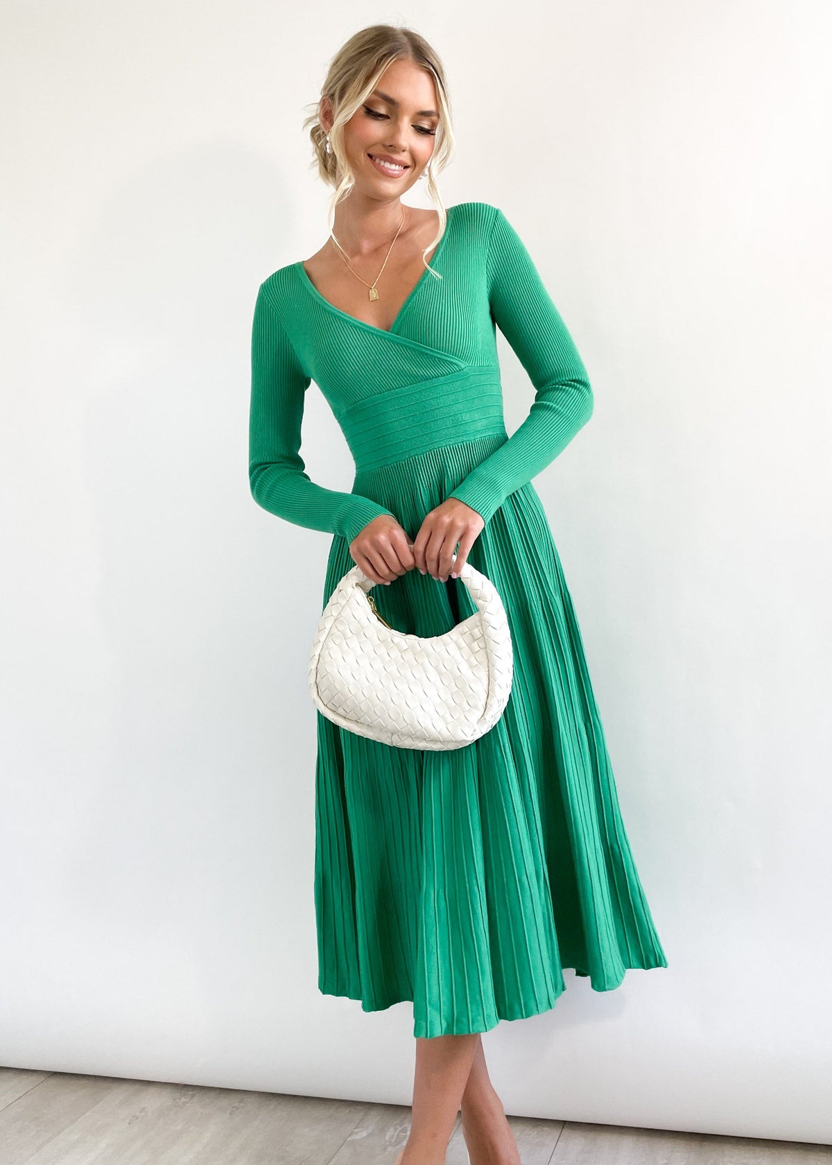 Alise Knit Midi Dress - Green