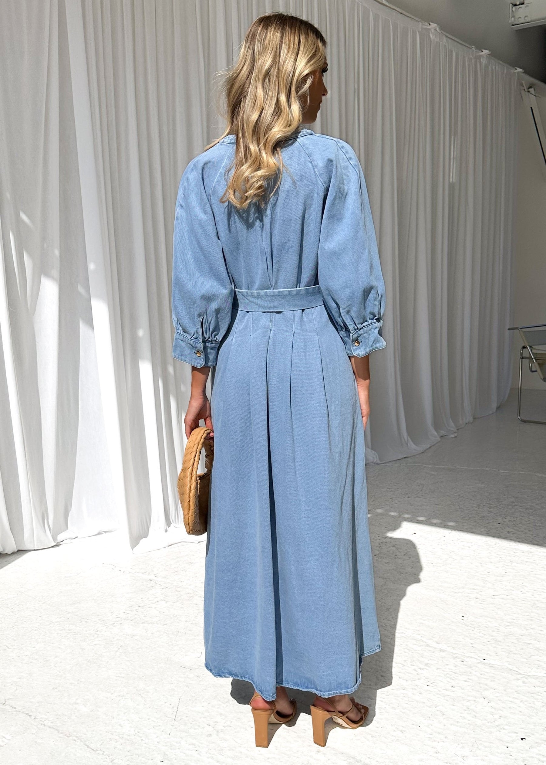 Camden Denim Midi Dress - Light Blue