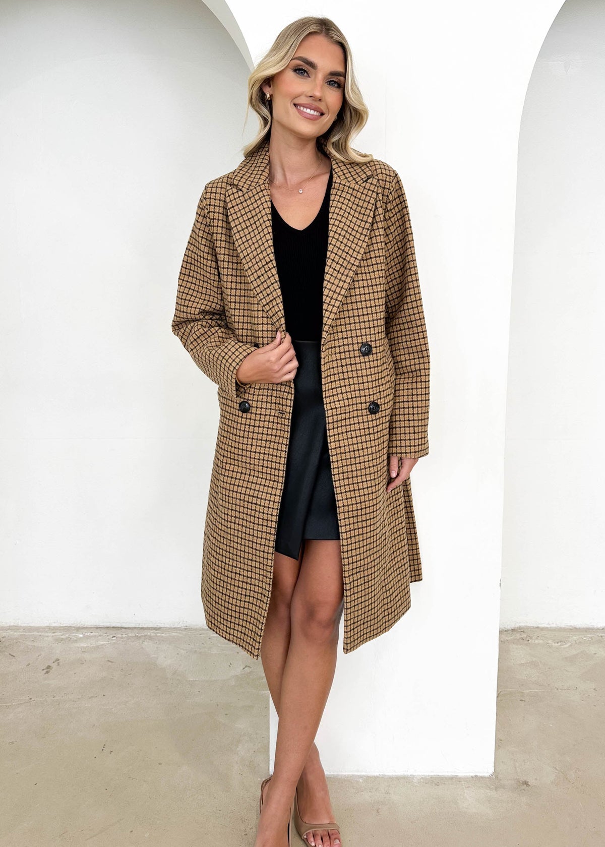 Tommie Coat - Tan Check